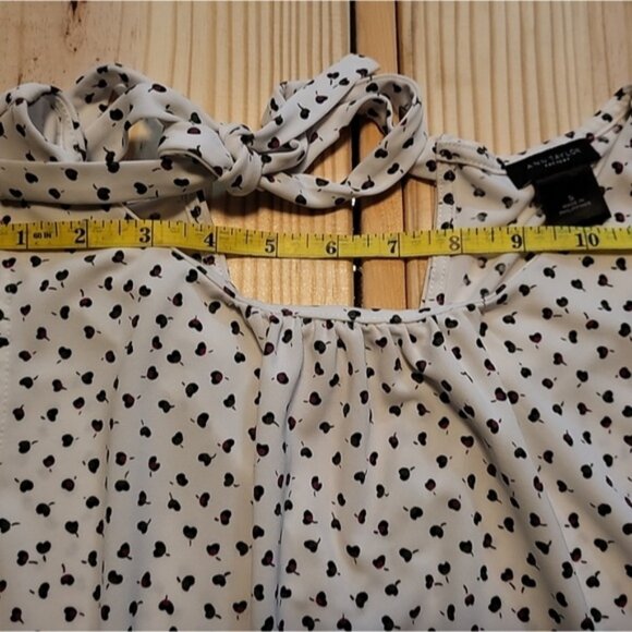 Ann Taylor Factory Sleeveless Blouse Size Small Casual Red Green Black White Tie - Picture 5 of 8